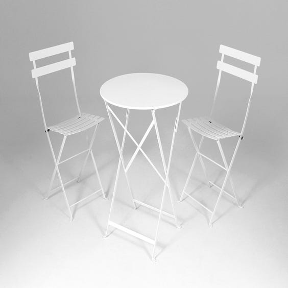 image of White bistro slatted metal chair