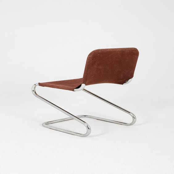image of Brown canvas cantilever chair