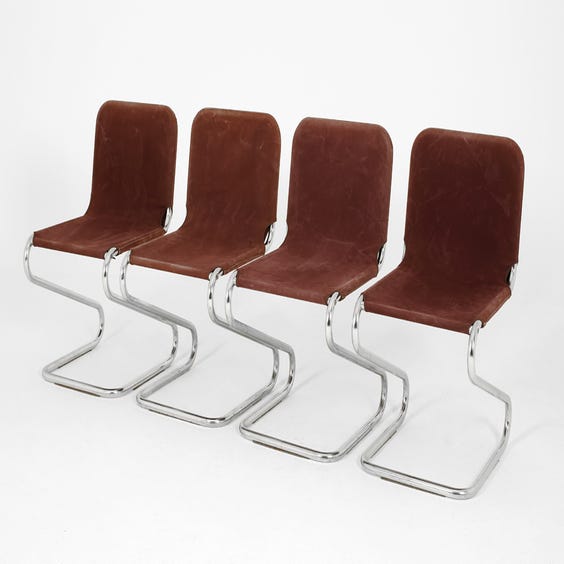 image of Brown canvas cantilever chair