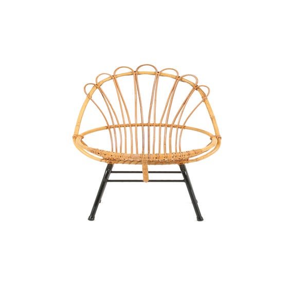 image of Danish scallop back cane chair