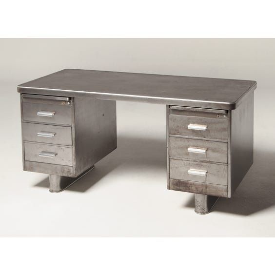 image of Polished steel lino top desk