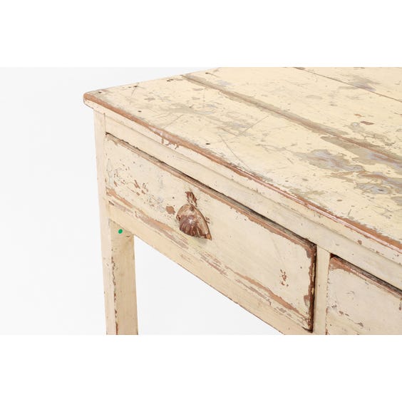 image of Off white distressed painted desk