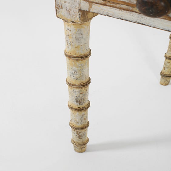 image of Distressed cream bamboo leg desk