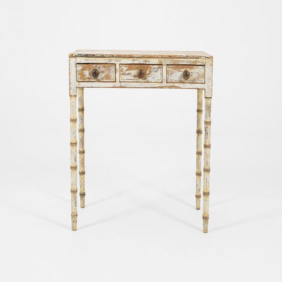 image of Distressed cream bamboo leg desk