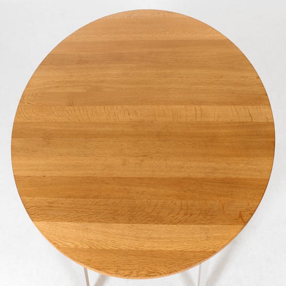 image of Circular oak top dining table