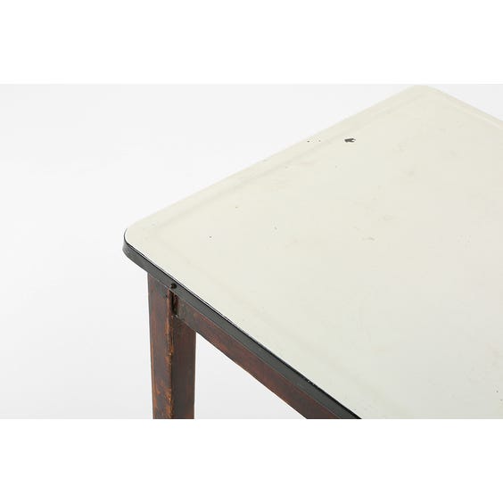 image of White enamel darkwood kitchen table