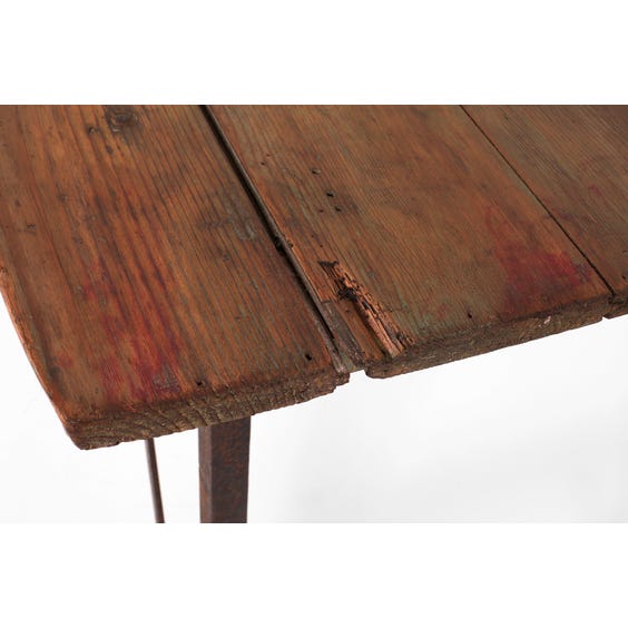 image of Stripped rustic metal folding table