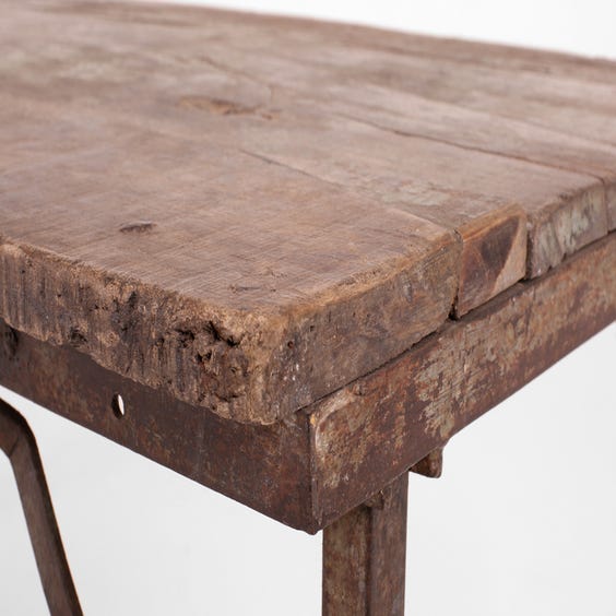 image of Reclaimed darkwood and green table