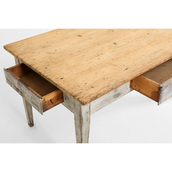 image of Rustic pine top dining table
