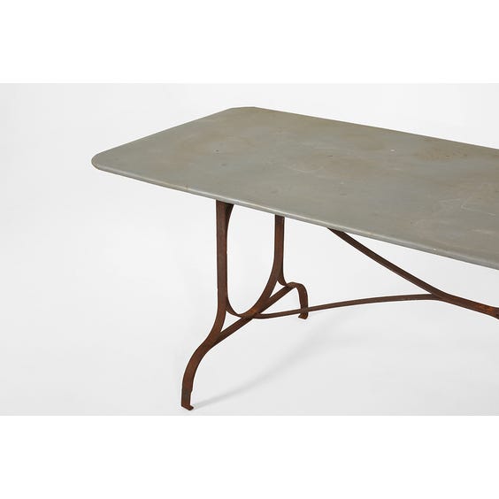 image of Large vintage brushed metal garden table
