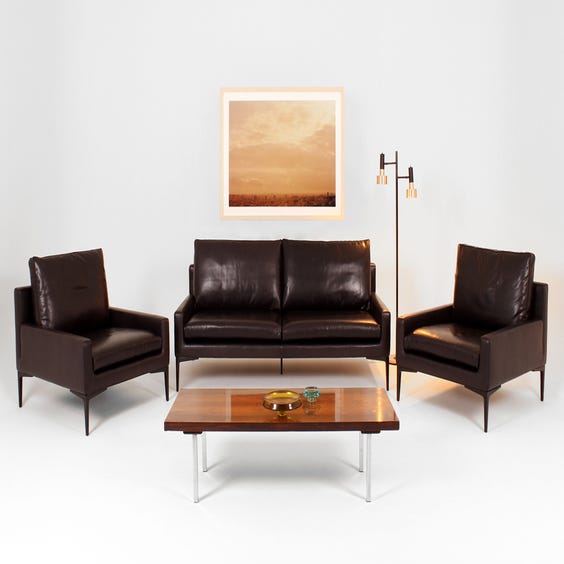 image of Conran deep black leather 3 seater sofa