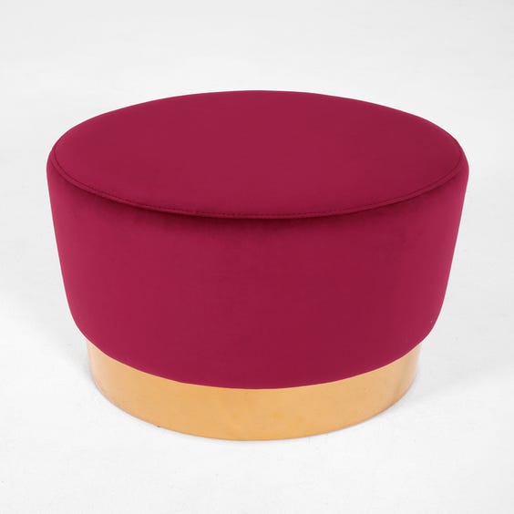 image of Ruby red velvet footstool