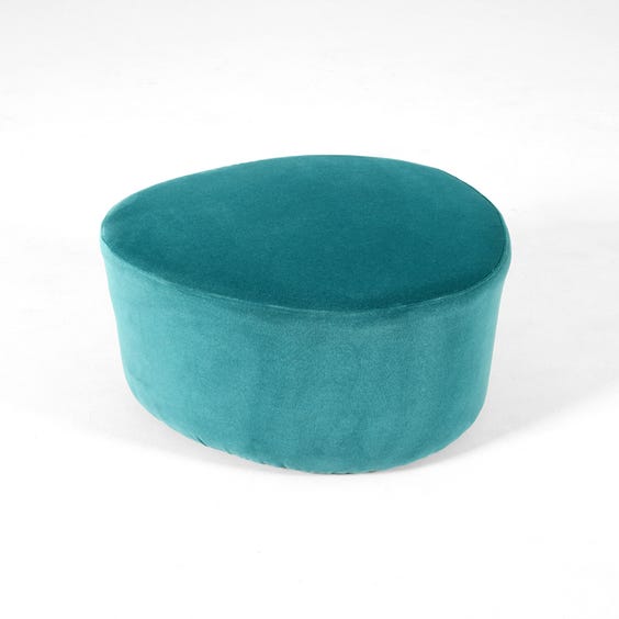image of Triangular turquoise velvet footstool