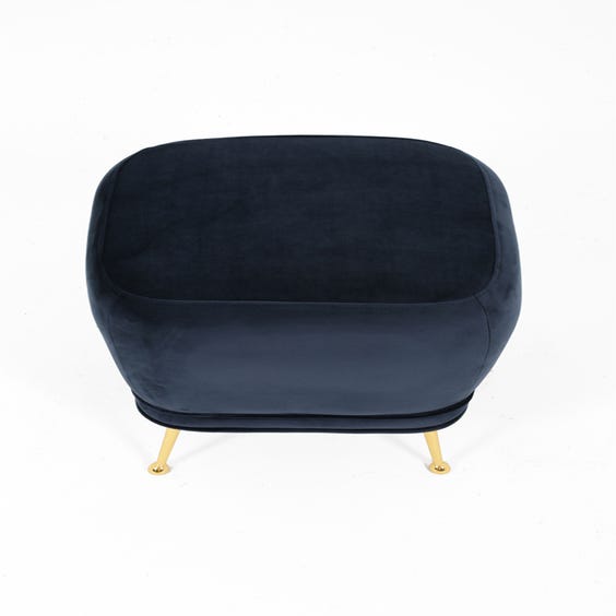 image of Navy blue velvet footstool