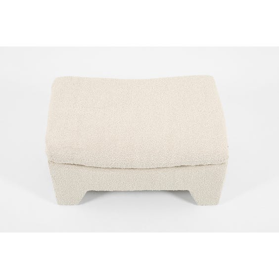 image of Midcentury off white boucle ottoman