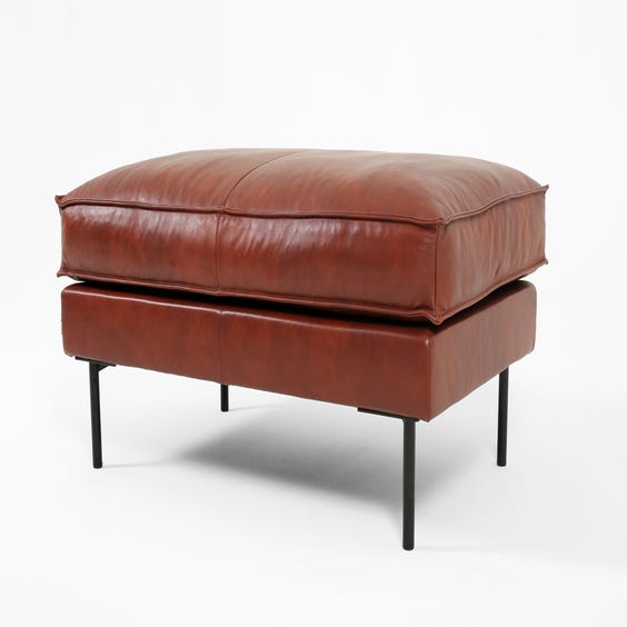 image of Burgundy red leather ottoman