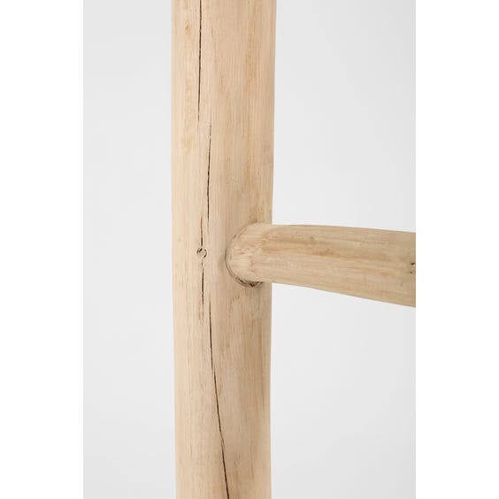 image of Primitive carved bleach wooden ladder