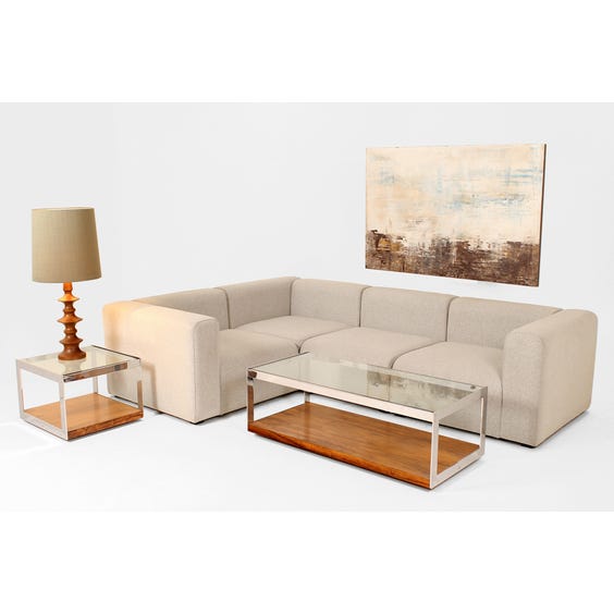 image of Modular modern Mags grey wool L-shape sofa