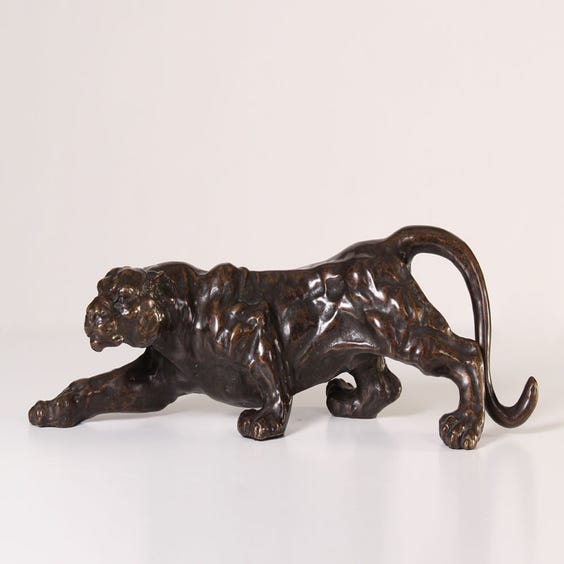 image of Bronze panther sculpture