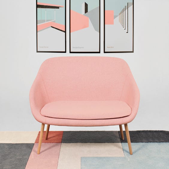 image of Powder pink wool sofa