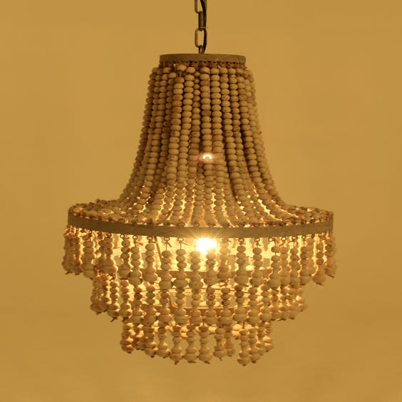 image of Ethnic putty wooden beaded chandelier