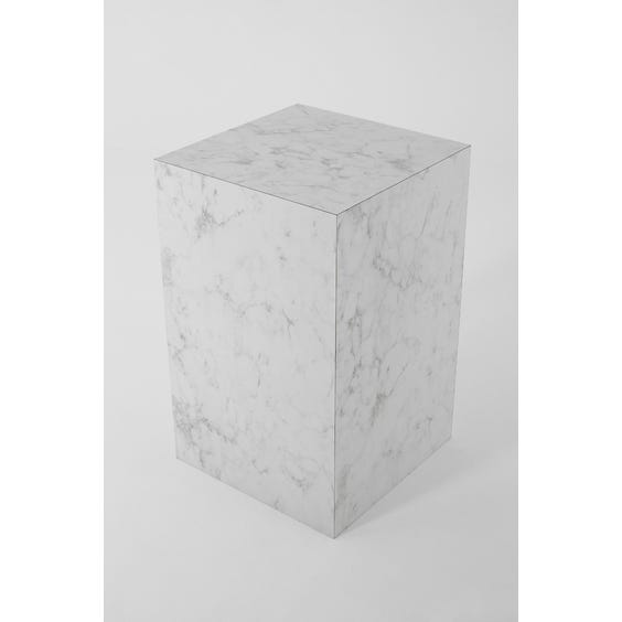 image of Large square white and grey faux marble plinth