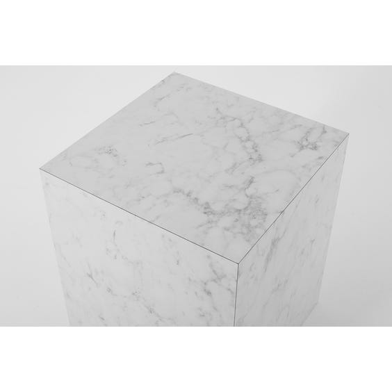 image of Medium square white and grey faux marble plinth