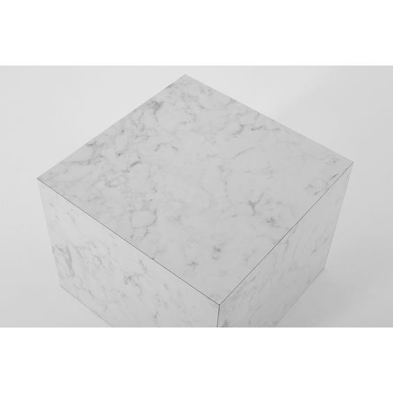 image of Small square white and grey faux marble plinth 