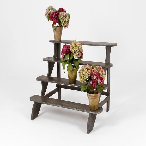 image of Green tiered wooden plant stand
