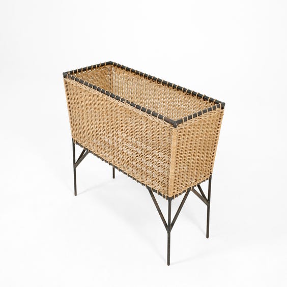 image of Midcentury rattan trough plant stand