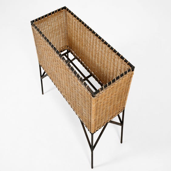 image of Midcentury rattan trough plant stand