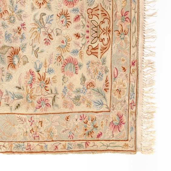 image of Small vintage floral needlepoint rug
