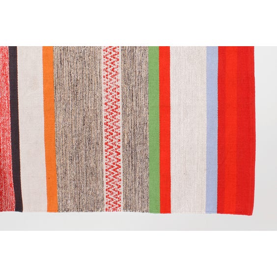 image of Multi-coloured stripe flat weave rug