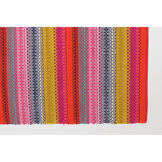 image of Bright multi-coloured stripe woven rug