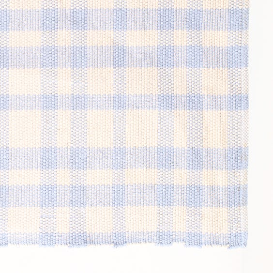 image of Blue/cream check woven rug