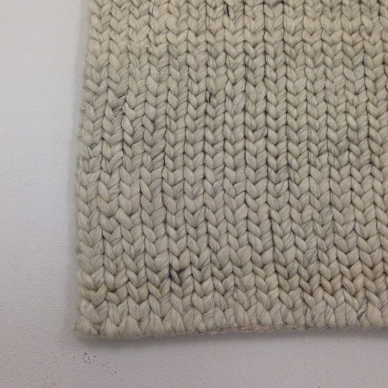 image of Cream grey fleck herringbone wool rug