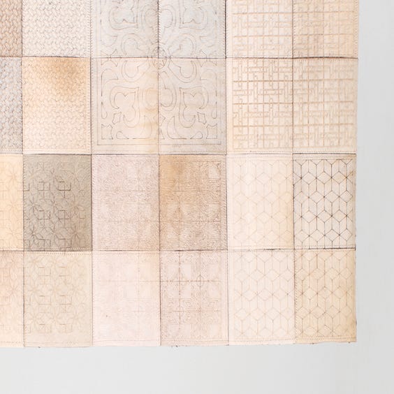 image of Ivory patterned tile patchwork rug