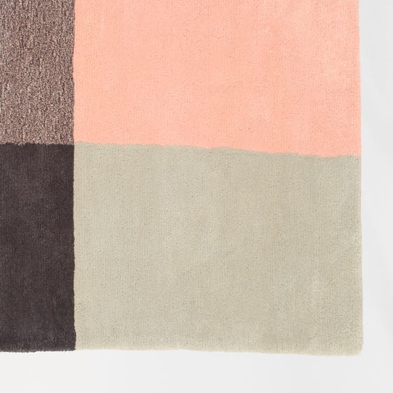 image of Grey, pink and yellow rug