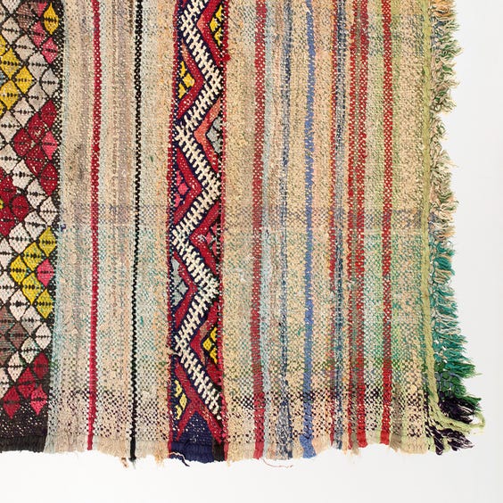 image of Multicolour striped flat weave rug