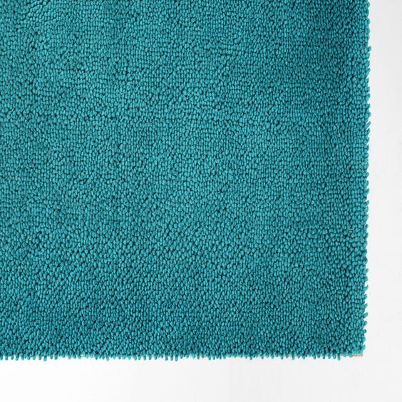 image of Turquoise wool rectangular rug