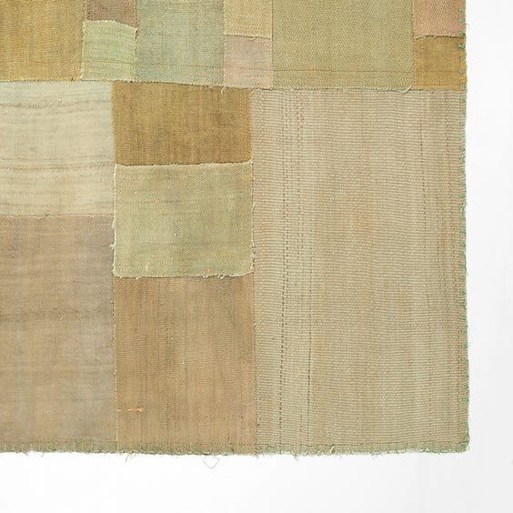 image of Olive green patchwork rug