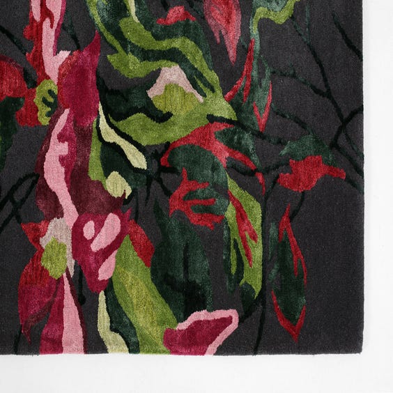 image of Pink and green floral rug