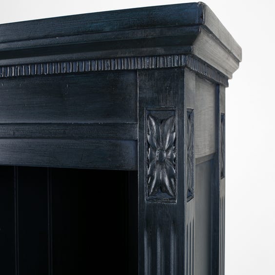 image of Petrol blue painted narrow bookcase