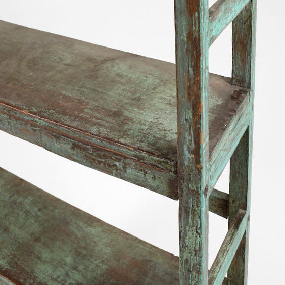 image of Turquoise green wooden shelving unit