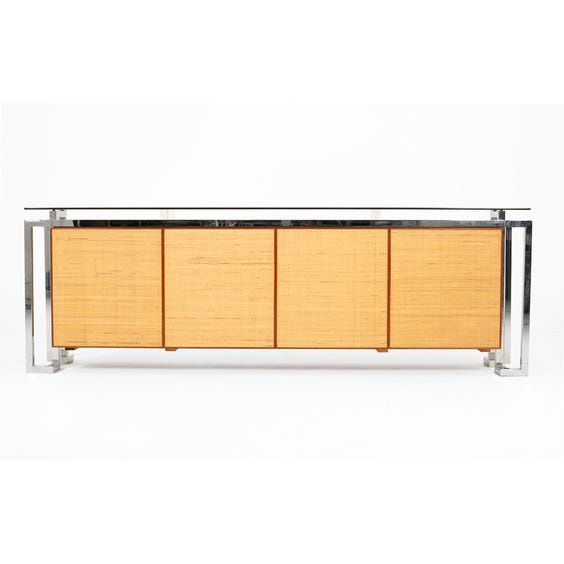 image of Rattan teak and chrome sideboard