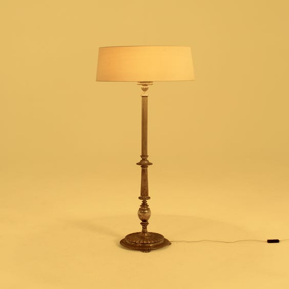 image of Period ornate ribbed brass floor lamp
