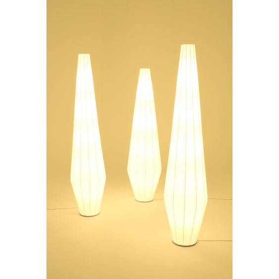 image of Three white silk Chrysalis lamps