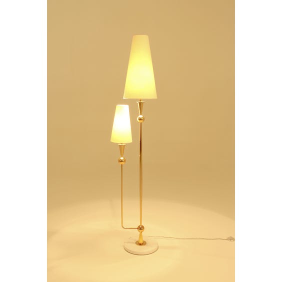 image of 1970s gold two arm conical lamp