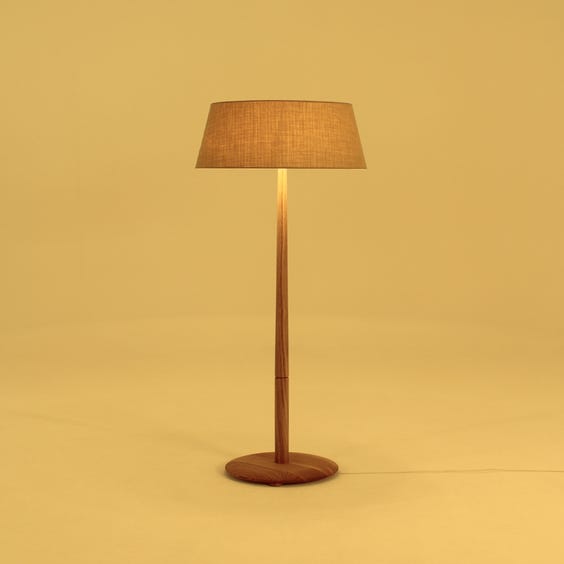 image of Modern pale oak pole floor lamp