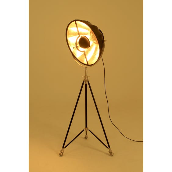 image of Matte black and gold Fortuny lamp